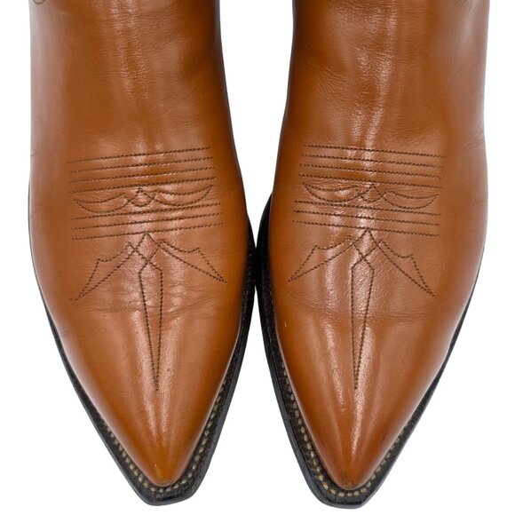Vintage Justin Mens 10.5E Wide Pumpkin Orange Tan Leather Cowboy Western Boots - Picture 3 of 16